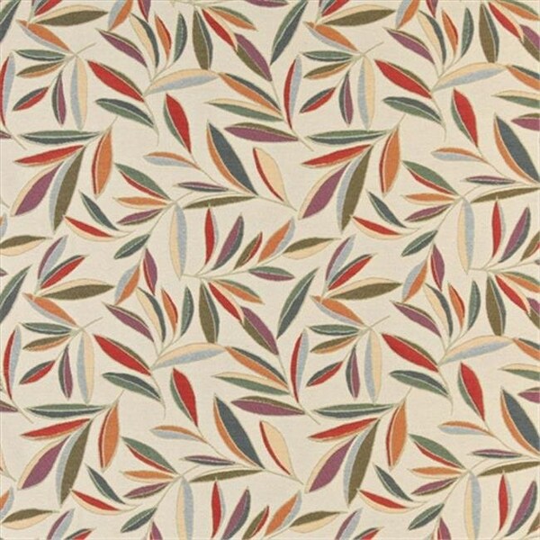 Designer Fabrics K0022A 54 in. Wide Red; Orange; Gold; Green And Blue; Foliage Leaves Contemporary Upholstery Fabric K0022A - main